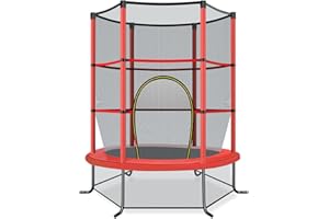 LIFEZEAL Trampolino Elastico per Bambini, per Interno, Esterno, Giardino, con Rete di Sicurezza, Tappeto Protettivo, Telaio in Acciaio, Salta, Jump, Regalo, Max 135kg