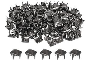 QUARKZMAN 80pcs Tachuelas de Pirámide Cuadrado, 6mm Remaches de Punta Cuadrada Tachuelas para Ropa Cuero Picos de Estilo Punk de Cobre para Cinturones Prendas Manualidades, Gris