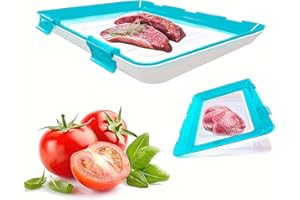 JOPWUE 12x8.6'' Stretch Fresh Storage Trays Food Preservation Tray,Buckle Reusable Fresh Tray Storage for Food Preservation, Silicone Food Storage Trays,Vacuum Organization and Storage Food (Blue*1)