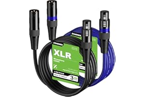 aokeo XLR-Kabel 3FT 2er-Pack, XLR-Stecker-zu-Buchse-Mikrofonkabel für Lautsprecher und Audio-Setups. Vollständig aus Kupfer gefertigte Leiter (1M)