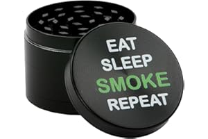 OnAir® Eat-Sleep-Smo Repeat Grinder 4 pezzi; Crusher con setaccio e raschietto; 50 mm nero (Eat Sleep-Smo Ripetitore