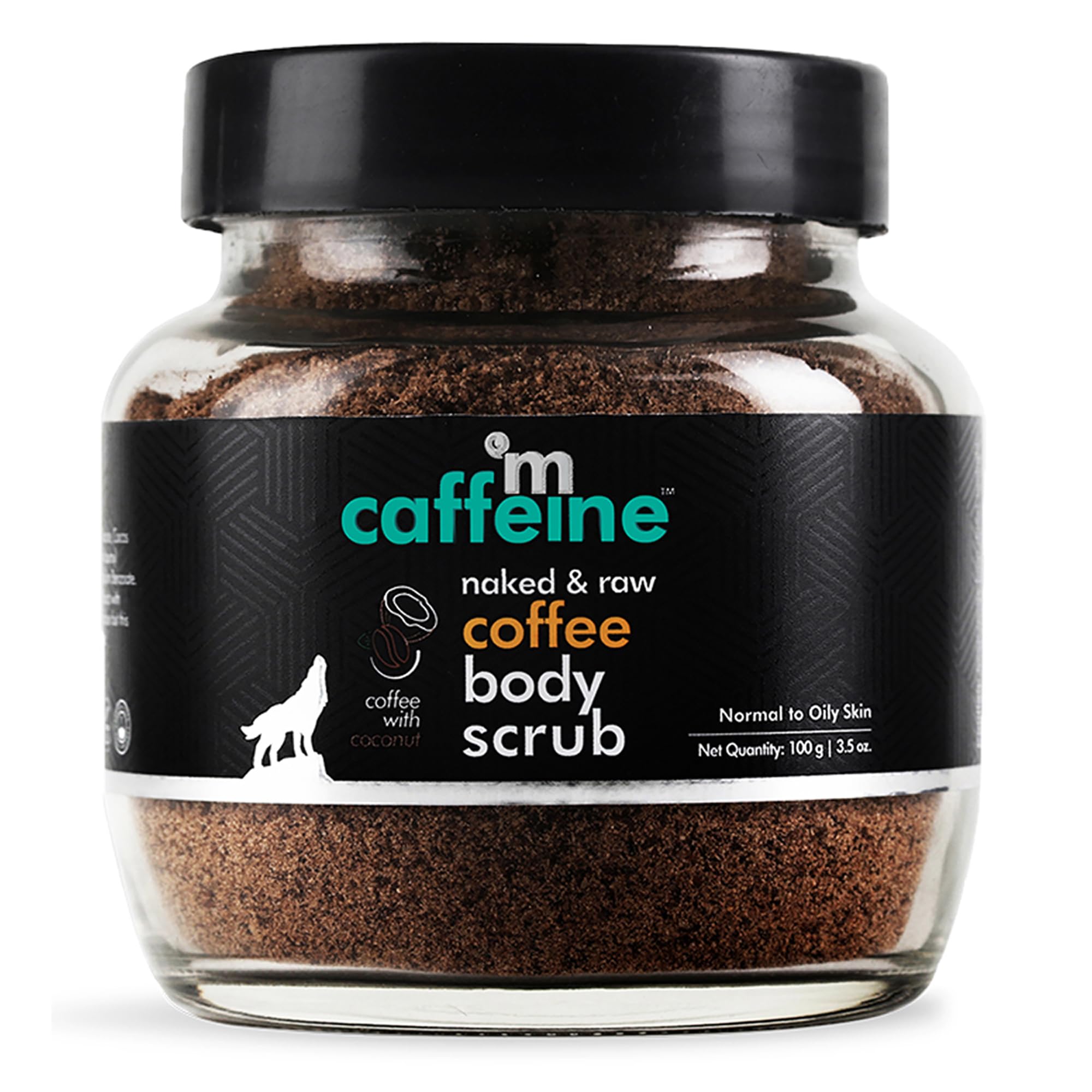 mCaffeine Exfoliating Coffee Body Scrub Powder Jar for Tan Removal&Soft-Smooth Skin|De-Tan Bathing Scrub With Coconut Oil,Rem