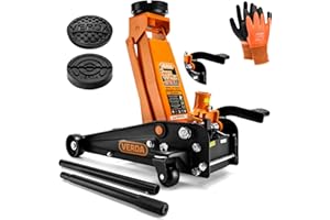 ‎SELLNET Verda Hydraulischer Wagenheber 3T, 130-490 mm + 2X Gummi, Montagehandschuhe, Rangierwagenheber, Heber, Unterstellbock, Modellwahl, Profi, SUV, PKW (Wagenheber 3T)