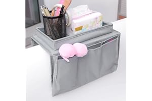 DASKING Accoudoir de Canapé Sac de Rangement Sac de Stockage de Canapé Organisateur Pour Télécommande/Tasse à Thé (Taille unique, Gris)