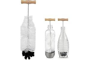 LUMITERRA 32 cm flaskborste, läskglasflaskborste, ren borste glasflaskor, med sodastreamflaska, läskeflaskor
