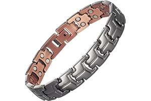 EnerCoppeX Bracelet magnétique en cuivre super puissant pour homme, bracelet classique en cuivre magnétique à double rangée, comprend 32 aimants NdFeB et un coffret cadeau (19 cm)