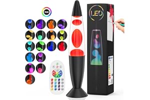 Soarling Lampe a Lave à 17 Couleurs Changeantes, 13,5" Lampe Chevet avec Télécommande, Lampes à Mouvement Liquide pour Enfant et Adulte, Lampe Ambiance Décoratif pour Noël, Anniversaire, Fête, Noir