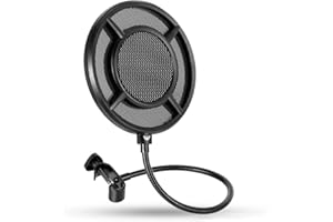ARISEN Pop Filter, Easy On Clasp Shield Delivers Perfectly Optimized Voice Clarity – Double Metal Windscreen Filter Mask Blocks S Hiss, Thud, Pop & BP Plosives，WINDBOX, AWS-20