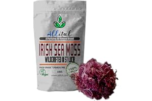 ALLITAL Purple Sea Moss - Raw Wildcrafted St Lucian, 100G Purple Irish SeaMoss, Non GMO, Full of Minerals, Great for Smoothies, Soups, Salads…