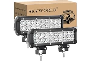 SKYWORLD 2 Pieces 9 inch 54W LED Work Light Bar Spot Flood Combo Beam Off-road Driving Fog Lamp for ATV SUV Truck Mine Boat