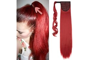 SEGO Coda Capelli Extension Clip Coda di Cavallo 65cm Sintetici Lunghi Lisci Ponytail Extensions 100g - Rosso Scuro