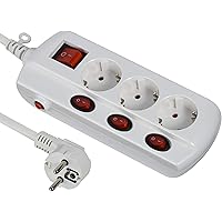 Electraline 62500 Power Extension Steckdosenleiste, 3 Fach, Allgemeinschalter – Abschnitt 3 G1 mm², 1,5 m Kabel weiß…