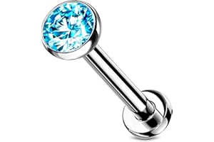 Stachelkleid Labret Piercing Titan Zirkonia Silber Push-In Ohne Gewinde Knorpel Helix Tragus Ohrstecker Tragus Lippe Universalpiercing Kugel Flach