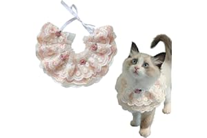 Hjvvr Lace Cat Bib,1pc Pink Rose Pet Bib,Adjustable Kitty Bib Decoration