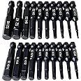 Hex Head Allen Wrench Drill Bit Set (10pc Metric & 10pc SAE), PTSLKHN 1/4" Diameter Quick Release Shank Magnetic Screwdriver Bit Set - Perfect for Ikea Type Furniture