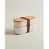 Madame Coco Magou 2-Piece Wooden Lid Storage Container, 500 ml, Soft Ecru