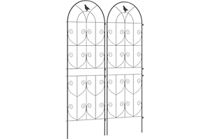 Outsunny Set of 2 Metal Garden Trellis, Decorative Trellis Panels for Climbing Outdoor Plants, Vegetables, Vines, Flowers, 150 x 50 cm, Bird Design