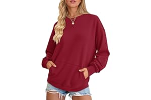 AUSELILY Women's Sweatshirt Long Sleeve Pullover with Pocket Casual Oversized Top for Autumn Winter