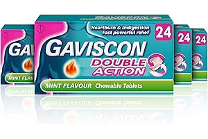Gaviscon Double Action Heartburn and Indigestion Tablets, Mint Flavour, Pack of 4 x 24 Tablets, Total 96 Tablets