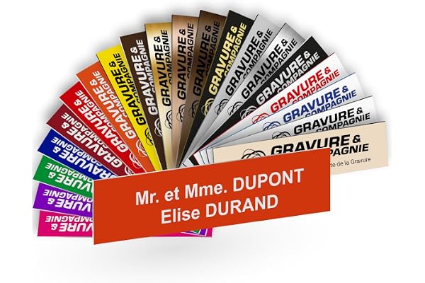 Plaque Interphone Sonnette Personnalisable De 1 À 2 Lignes – Nom Gravé – Adhésive PVC – 6 x 1,5 cm (Orange)