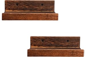 Z metnal Mini Floating Shelves, Small Natural Wooden Display Wall Shelf for Picture Ledge, Wood, Wall Mounted, 20 x 14cm, 2 Pack