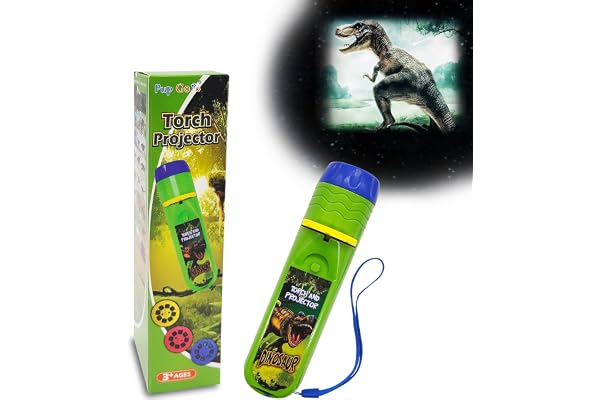 Pup Go Lampe Torche et Projecteur Dinosaure pour Enfants 3+ Ans, Cadeau de Noël pour Garçons, 3 Disques 24 Images, Jouet Projecteur Histoire Diashow, Jouet Dinosaure Scientifique Éducatif
