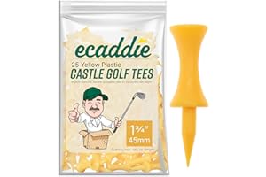 ECADDIE Plastic Castle Graduated Golf Tees - Green, Red, Blue, Yellow, White, Pink, Purple, Orange