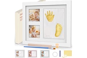 DZKKIUR Cadre Empreinte Bébé Personnalisé Kit d'Argile d'Empreinte Main et Pied Cadre Photo Souvenir pour garçons filles nouveau-nés Douche de Bébé Cadeau Naissance Décorations Murale Table