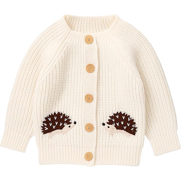 Kunyeah Gebreid vest met lange mouwen voor kleine kinderen, V-hals, bovenkleding, kleine kinderen, herfst, winter, mantel, gebreide trui, voor 1-6 jaar, wit, 2-3 Jaren