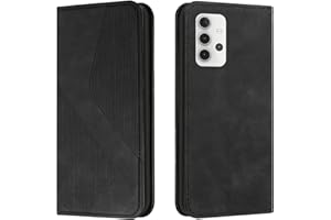 Mo-Somnus Kompatibel mit Samsung Galaxy A32 4G Hülle, Schutzhülle Samsung A32 4G, Magnet PU Leder Tasche Handyhülle Samsung A32 4G, Klappbar Kartenfächer Samsung A32 4G Brieftasche Klapphülle(Schwarz)