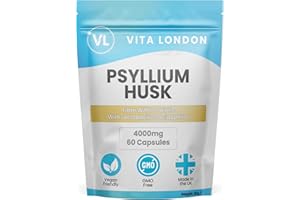 VL VITA LONDON Psyllium Husk Capsules 4000mg | Fibre Supplement with Acidophilus Probiotic | 60 Capsule for Men & Women (Not Powder or Tablets) | Vegan, UK Made