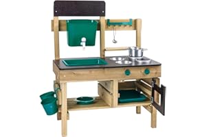 Hape Nature Fun - Cucina da esterno in materiali eco con serbatoio d'acqua e lavandino e spazio per le piante - Adatta dai 3 anni in su