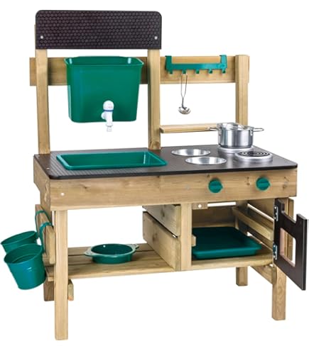 Cuisine Enfant Extérieur EXIT Yummy 200 En Bois FSC - Robinet Fonctionnel, Four, Évier Amovible | 55x102x115 Cm - Naturel