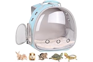 LAIRIES Portable Small Animal Backpack Travel Breathable Pet Carrier Bag Cages for Guinea Pig, Rabbit, Bearded Dragon, Squirrel, Tortoise, Bird, Lizard, Sugar glider