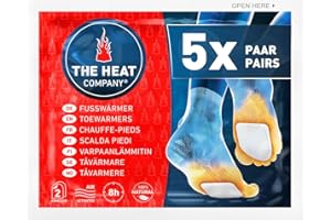 THE HEAT COMPANY Scaldapiedi - 5, 15 o 40 Paia - Extra Caldo - Adesivo - Scaldini per Piedi - 8 Ore Piedi Caldi - Pronti all'Uso - autoriscaldante - Puro Naturale - per Tutte Le Taglie