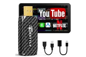 MSXTTLY 3in1 Wireless CarPlay Android Auto V-Stream Adapter 2025, Support Netflix/YouTube, Compatible with Wired Carplay Cars 2017+, for iOS 10+ & Android 11+ Carbon Black