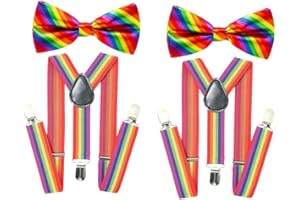 CHOLINCHIN Arcobaleno Bretelle Farfallino Set uomo Bretelle Clip su Y Forma regolabile Bretelle uomo elasticizzato Gay Pride Gay Fornitura Festa di nozze