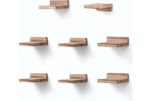 PHOENANCEE Small Floating Shelves for Wall, Set of 8, Wooden Square Shelf for Small Objects, Hanging Mini Shelf Decoration for Bedroom, Living Room,10.2cmX10.2X4cm(Carbonized Black)