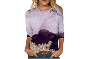 SHZFGUI T-Shirt Femmes Tendance Imprimée T Shirt Souple Comfy Été Col Ron Chemise Femme Coton Manche 3/4 Sport