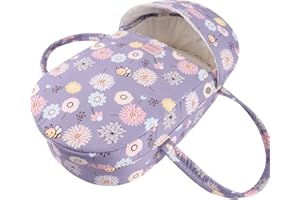 Bebamour Motivo Floreale Baby Dolls Culla Letto con Cuscino Coperta Maniglie Sacco Nanna Carrier per Bambole Reborn, Ragazze Americane, Fino a 15,3 Pollici Bambole Culla Letto Portatile,Sunflower