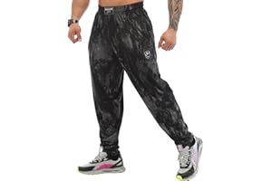 BGSM Męskie luźne spodnie dresowe z kieszeniami, workowaty design, 100% bawełna, cienkie, mięśniowe spodnie