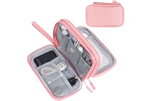 FYY Borsa per cavi,organizer per cavi elettronici,organizer per cavi, accessori elettronici,borsa universale per accessori per cellulare, cavo di ricarica,power bank,chiavette USB,SD,2 layer,L,ROSA