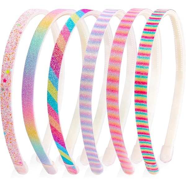 Candygirl Glitzer-Stirnbänder Set – 10 Stück, 1 Cm Breit, Satin-überzogen, Bunt, Für Mädchen & Damen