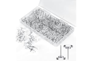 WILLIYATT Punaise Transparente 200 Pièces,16 mm Longueur,Murale Punaises Tableau Liège Épingles,avec Boîte en Plastique Punaise Plate Murale pour Tableau D'affichage Mural Panneau de Liège