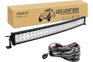 ‎RIGIDON RIGIDON Gebogene 32 Zoll 80cm 180W Led lichtleiste kfz mit 12v kabelbaum kit, Offroad beleuchtung für Auto SUV, LKW 4x4, Fahrzeuge, 6000K led nebelscheinwerfer, spot strahler flutstrahler combo