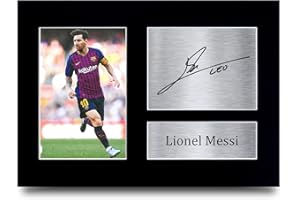 HWC Trading A4 Lionel Messi Barcelona Cadeaux imprimés photo autographe signée pour les fans de football et les supporters - A4