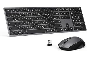 ‎SEENDA seenda Tastatur Maus Set Kabellos, 2.4GHz Ultradünne Kabellose Tastatur und Maus, Funk Tastatur Maus Set mit Ziffernblock, kompatibel für Windows PC/Laptop/Smart-TV, Deutsch QWERTZ Layout, Space Grau
