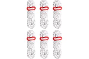 TRIWONDER Tent Guy Ropes 4mm Reflective Paracord Cord Guy Line with Adjuster 4m Tarp Rope for Camping Awning Hammock (White - 6 Pcs)