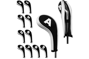 TLIDFGEO 12 pieces Golf Head Covers, 3-9, Pw, Aw, Sw, Lw, Lw, Waterproof Zippered Golf Club Head Cover Protective Cover, Wedge Head Cover with Number Label Golf Accessory for Men Women