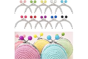 PH PANDAHALL PandaHall Elite 10 pcs Iron Purse Frames Handles, Kiss Clasp Locks For Bags with Round Acrylic Beads, Arch Shape, Platinum Color, 68x85-87x11mm, Hole: 1.5mm